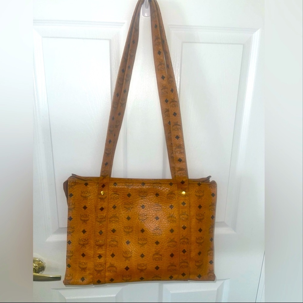 MCM Visetos Zippered Monogram Tote